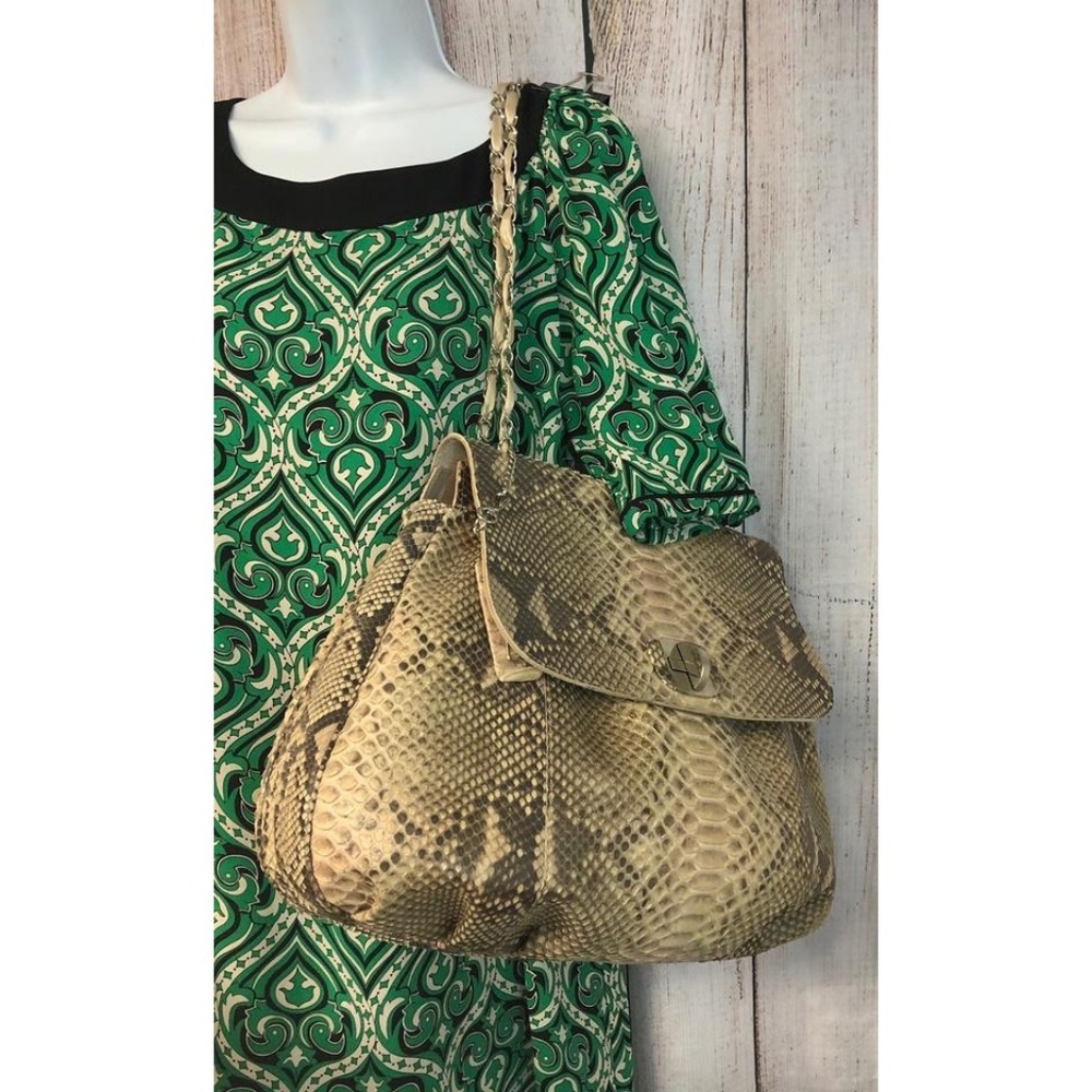 Ghibli Brown Genuine Python Large Shoulder Bag - image 6